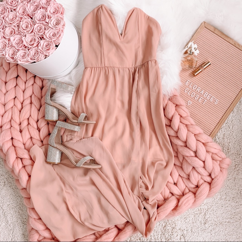 5/$20 or 2/$10!! Blush Side Slit Maxi Chiffon Dress